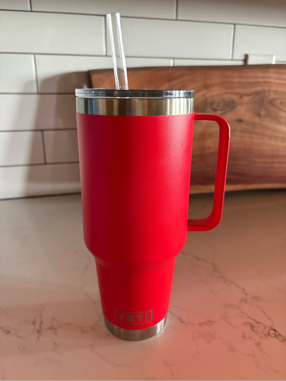 Yeti Red Insulated Travel Tumbler with Handle and Straw